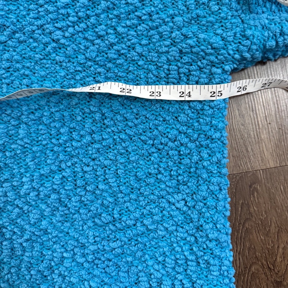 POL Teal Blue Popcorn Knit Hoodie Sweater Textured Oversized Pullover Small - Picture 7 of 8